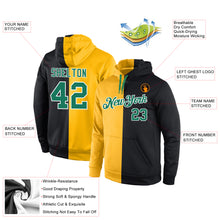 Load image into Gallery viewer, Custom Stitched Gold Kelly Green-Black Split Fashion Sports Pullover Sweatshirt Hoodie