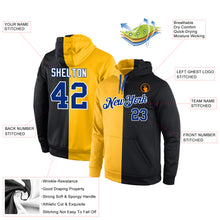 Load image into Gallery viewer, Custom Stitched Gold Royal-Black Split Fashion Sports Pullover Sweatshirt Hoodie