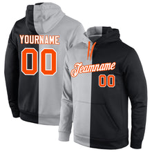 Load image into Gallery viewer, Custom Stitched Gray Orange-Black Split Fashion Sports Pullover Sweatshirt Hoodie