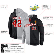 Load image into Gallery viewer, Custom Stitched Gray Red-Black Split Fashion Sports Pullover Sweatshirt Hoodie
