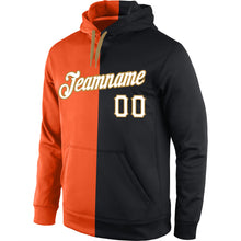 Load image into Gallery viewer, Custom Stitched Orange White-Black Split Fashion Sports Pullover Sweatshirt Hoodie
