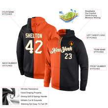 Load image into Gallery viewer, Custom Stitched Orange White-Black Split Fashion Sports Pullover Sweatshirt Hoodie