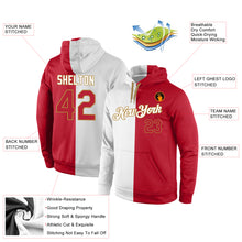 Load image into Gallery viewer, Custom Stitched White Red-Old Gold Split Fashion Sports Pullover Sweatshirt Hoodie