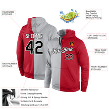 Load image into Gallery viewer, Custom Stitched Gray Black-Red Split Fashion Sports Pullover Sweatshirt Hoodie
