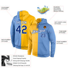 Load image into Gallery viewer, Custom Stitched Gold Royal-Light Blue Split Fashion Sports Pullover Sweatshirt Hoodie