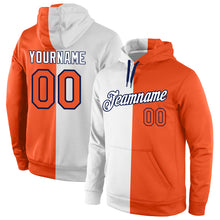 Load image into Gallery viewer, Custom Stitched White Orange-Navy Split Fashion Sports Pullover Sweatshirt Hoodie