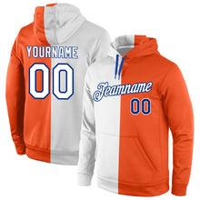 Load image into Gallery viewer, Custom Stitched Orange White-Royal Split Fashion Sports Pullover Sweatshirt Hoodie