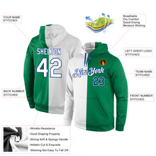 Load image into Gallery viewer, Custom Stitched Kelly Green White-Royal Split Fashion Sports Pullover Sweatshirt Hoodie
