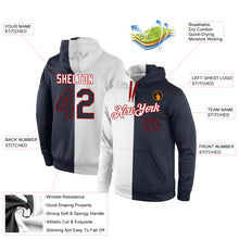 Load image into Gallery viewer, Custom Stitched White Navy-Red Split Fashion Sports Pullover Sweatshirt Hoodie