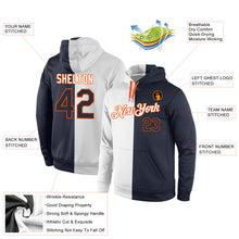 Load image into Gallery viewer, Custom Stitched White Navy-Orange Split Fashion Sports Pullover Sweatshirt Hoodie