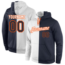 Load image into Gallery viewer, Custom Stitched White Navy-Orange Split Fashion Sports Pullover Sweatshirt Hoodie