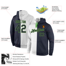 Load image into Gallery viewer, Custom Stitched White Navy-Neon Green Split Fashion Sports Pullover Sweatshirt Hoodie