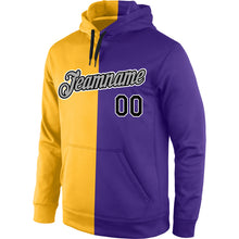 Load image into Gallery viewer, Custom Stitched Gold Black-Purple Split Fashion Sports Pullover Sweatshirt Hoodie