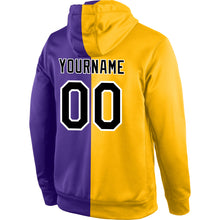 Load image into Gallery viewer, Custom Stitched Gold Black-Purple Split Fashion Sports Pullover Sweatshirt Hoodie