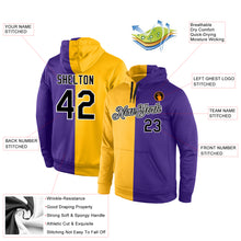 Load image into Gallery viewer, Custom Stitched Gold Black-Purple Split Fashion Sports Pullover Sweatshirt Hoodie