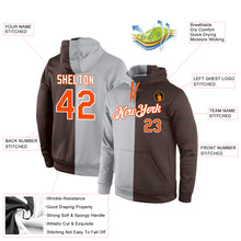 Load image into Gallery viewer, Custom Stitched Gray Orange-Brown Split Fashion Sports Pullover Sweatshirt Hoodie
