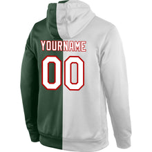 Load image into Gallery viewer, Custom Stitched Green White-Red Split Fashion Sports Pullover Sweatshirt Hoodie