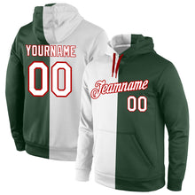 Load image into Gallery viewer, Custom Stitched Green White-Red Split Fashion Sports Pullover Sweatshirt Hoodie