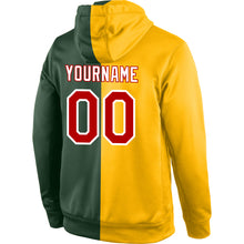 Load image into Gallery viewer, Custom Stitched Gold Red-Green Split Fashion Sports Pullover Sweatshirt Hoodie