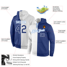 Load image into Gallery viewer, Custom Stitched White Royal-Light Blue Split Fashion Sports Pullover Sweatshirt Hoodie