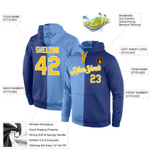 Load image into Gallery viewer, Custom Stitched Light Blue Gold-Royal Split Fashion Sports Pullover Sweatshirt Hoodie