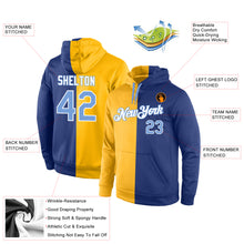 Load image into Gallery viewer, Custom Stitched Gold Light Blue-Royal Split Fashion Sports Pullover Sweatshirt Hoodie