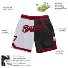 Load image into Gallery viewer, Custom White Black-Red Authentic Throwback Split Fashion Basketball Shorts