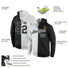 Load image into Gallery viewer, Custom Stitched White Black Split Fashion Sports Pullover Sweatshirt Hoodie