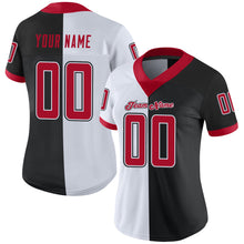 Load image into Gallery viewer, Custom Black Red-White Split Fashion Football Jersey