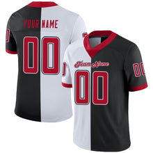 Load image into Gallery viewer, Custom Black Red-White Split Fashion Football Jersey