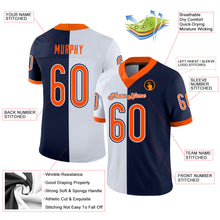 Load image into Gallery viewer, Custom Navy Orange-White Split Fashion Football Jersey