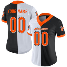 Load image into Gallery viewer, Custom Black Orange-White Split Fashion Football Jersey