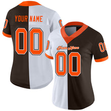 Load image into Gallery viewer, Custom Brown Orange-White Split Fashion Football Jersey