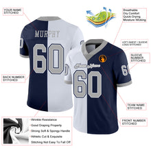 Load image into Gallery viewer, Custom Navy Gray-White Split Fashion Football Jersey
