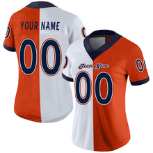 Load image into Gallery viewer, Custom Orange Navy-White Split Fashion Football Jersey