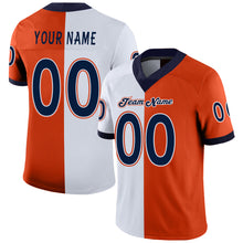 Load image into Gallery viewer, Custom Orange Navy-White Split Fashion Football Jersey