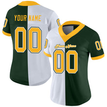 Load image into Gallery viewer, Custom Green Gold-White Split Fashion Football Jersey