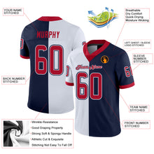 Load image into Gallery viewer, Custom Navy Red-White Split Fashion Football Jersey