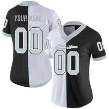Load image into Gallery viewer, Custom Black Silver-White Split Fashion Football Jersey