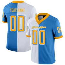 Load image into Gallery viewer, Custom Powder Blue Gold-White Split Fashion Football Jersey
