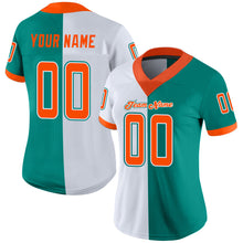 Load image into Gallery viewer, Custom Aqua Orange-White Split Fashion Football Jersey