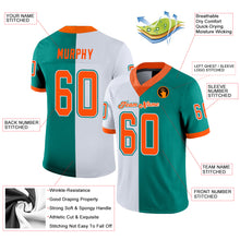 Load image into Gallery viewer, Custom Aqua Orange-White Split Fashion Football Jersey
