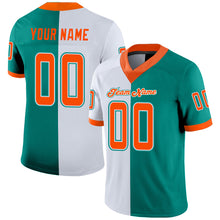 Load image into Gallery viewer, Custom Aqua Orange-White Split Fashion Football Jersey