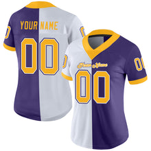 Load image into Gallery viewer, Custom Purple Gold-White Split Fashion Football Jersey