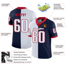 Load image into Gallery viewer, Custom Navy White-Scarlet Split Fashion Football Jersey