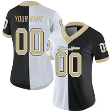 Load image into Gallery viewer, Custom Black Vegas Gold-White Split Fashion Football Jersey