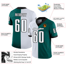 Load image into Gallery viewer, Custom Midnight Green White-Black Split Fashion Football Jersey