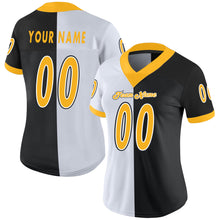 Load image into Gallery viewer, Custom Black Gold-White Split Fashion Football Jersey