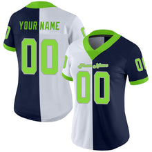 Load image into Gallery viewer, Custom Navy Neon Green-White Split Fashion Football Jersey