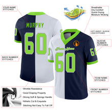 Load image into Gallery viewer, Custom Navy Neon Green-White Split Fashion Football Jersey